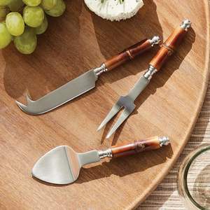 Private Branding Stainless Steel With Wooden Handle Cheese Knife Set Perfect For Farmhouse <b>Kitchen</b> And Classic <b>Table</b> Decor - Product Image 1