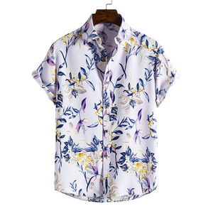 Camisa informal de manga corta de moda para hombre con estampado Floral de verano Estilo Hawaiano camisa de playa holgada de gran tamaño para hombre - Product Image 1