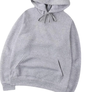 Light <b>Grey</b> Pullover Hoodie Cotton Fleece Plain Blank Hooded <b>Sweatshirt</b> Unisex Winter Wear Casual Kangaroo Pocket Wholesale - Product Image 5