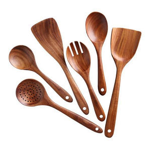 Cuillères de service et de cuisson en bois Cuillères marron en bois Ensemble d'ustensiles de cuisine de 7 cuillères de service en bois, cuillère en bois, ensemble de cuillères de cuisine - Product Image 3
