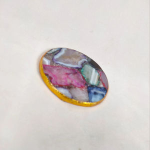 แผ่นรองจานหินทรงกลมสีตามสั่ง หรูหรา เป็นมิตรกับสิ่งแวดล้อม ขอบสีเงิน/ทอง ขนาดเส้นผ่านศูนย์กลาง 300 มม. จาก Crafting Crafts - Product Image 1