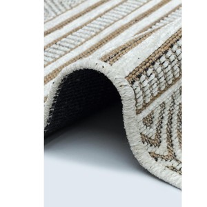 Tapis tissé à la machine en jute et fils Tapis à motif géométrique écru, Tapis lavable à base antidérapante - Product Image 3