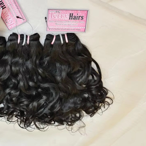 Cheveux JERRY 100g 100% Cheveux Humains Naturels Non Traités Alignement des Cuticules Noir Soie Douce Indien Remy Couleur Naturelle Vague d'Eau Vague Profonde - Product Image 1