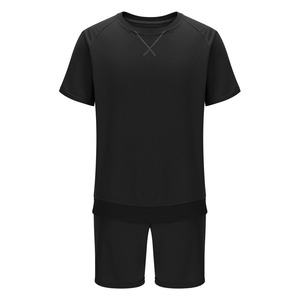 T-shirts couleur noire unie pour hommes OEM/ODM haute qualité 100% coton chemises à col rond manches courtes t-shirt décontracté ensemble double - Product Image 2