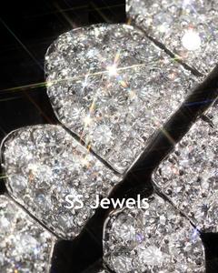 Grillz en argent sterling plaqué rhodium de haute qualité avec diamant moissanite VVS taille brillant rond, 24 dents - Product Image 3