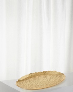 Bandeja de exhibición de servicio de alimentos de forma ovalada de metal y mármol de lujo de calidad superior con asas de diseñador con tamaño de logotipo personalizado - Product Image 5