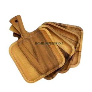 Plato en forma de hoja Ligero en peso Bandeja de madera para servir con asas Plato de servicio decorativo para el desayuno en la cama Almuerzo Cena - Product Image 4