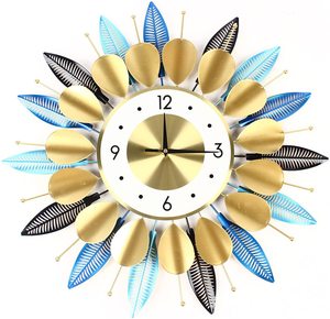 Trend Selling Iron <b>Clock</b> <b>Wall</b> Art Hotel Home Office Bedroom Handmade <b>Decorative</b> Geometric Floral Design Luxury Metal <b>Wall</b> - Product Image 1