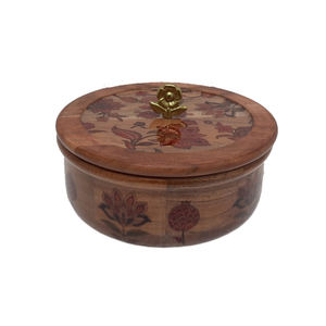 Printed Design <b>Wooden</b> Round Shape <b>Storage</b> <b>Box</b> With Lid Natural Finished for Kitchenware Tabletop Food <b>Storage</b> <b>Box</b> - Product Image 4