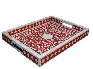 Bandeja para servir con incrustaciones de hueso indio de Oliva de granja para hotel o motel en casa, perfecta como bandeja de mesa de café - Product Image 5