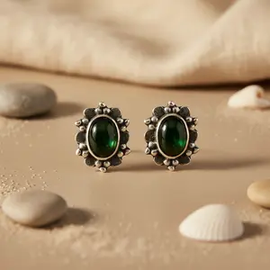 "925 Silver Rhodium-Plated Pearl Stud <b>Earrings</b> for Women Bezel Setting Gift Option" - Product Image 2