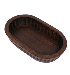 Bols décoratifs en bois de manguier pour la décoration intérieure, long bol décoratif en bois pour centre de table (10 "x 6" x 2 ") - Product Image 1