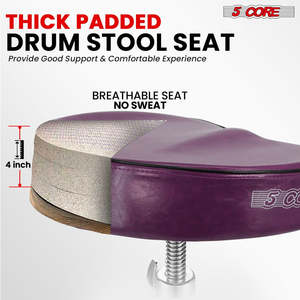 5 Core <b>Drum</b> Throne 4 Padded Guitar Stool Drummer Chair Adjustable Musician Seat - Product Image 2