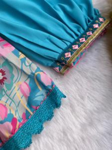 Vestido de trabajo con espejo de hilo estampado Georgette para mujer estilo indio y pakistaní hecho de poliéster - Product Image 3