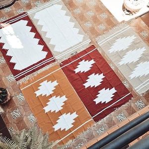 Modern Elegant Washable Woven Cotton Area <b>Rugs</b> & Sets with Flat Pile for Living Spaces - Product Image 1