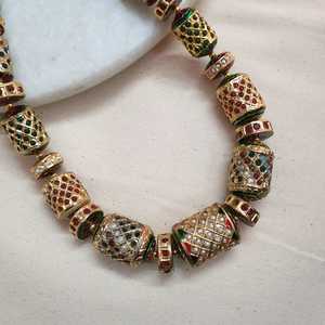 Navratana Jadau <b>Beads</b> <b>Necklace</b> Premium Fine Beaded <b>Necklaces</b> - Product Image 2