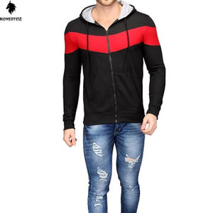 Pull à capuche léger pour hommes conçu sur mesure de haute qualité 100% coton polyester tissu éponge solide motif teint uni - Product Image 1