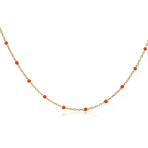 Collier chaîne en émail couleur orange, design artisanal, vente en gros, bijoux turcs en argent sterling 925 - Product Image 3