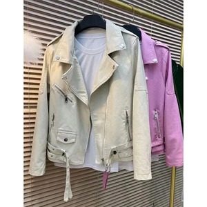 Blouson aviateur en cuir d'agneau pour femme, hiver 2025, fermeture éclair, vêtement d'extérieur avec rembourrage en coton - Product Image 2