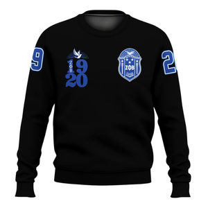 Sudadera Azul con Cuello Redondo Bordada de Zeta Phi Beta, Sudadera de Forro Polar para Mujer de la Hermandad Griega 1920 - Product Image 1