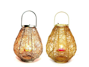 <b>Wire</b> Mesh Candle Holder Set Of 2 Pcs Steel Handmade Heat Resistant Home Decoration 6 And 4 Inches - Product Image 5