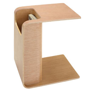 Table d'appoint en teck massif de couleur naturelle, équipée d'une étagère, pour l'intérieur et l'extérieur. - Product Image 1