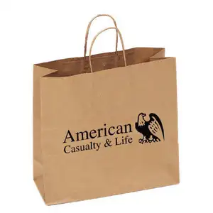 Ofertas mais baratas branco/marrom/vermelho/preto saco de papel com torcida alça logotipo personalizado impressão offset h27cm x l24cm x w18cm