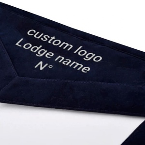 Chaplain Blue Lodge Officer Apron-Eco-Friendly Square Navy Velvet with <b>Silver</b> Embroidery Thread Custom Freemason Masonic Aprons - Product Image 4