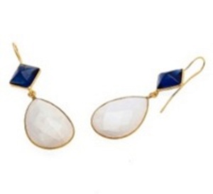 Boucles d'oreilles en forme de poire et de coussin en argent Sterling 925, pierre de lune arc-en-ciel et saphir Hydro, nouvel arrivage - Product Image 1