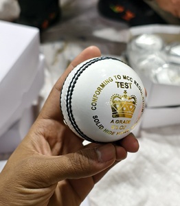 <b>White</b> Leather <b>Cricket</b> Ball 4 Piece Hand Stitched OEM Custom Logo Professional Training and Match Use Durable JAWAS SPORTS - Product Image 1