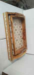 Meilleur plateau de service en bois d'acacia avec autocollant Meena Plateau décoratif artisanal pour le service des aliments au restaurant - Product Image 2