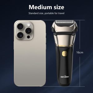 Afeitadora Eléctrica para Hombre, Afeitadora de Lámina Húmeda/Seca con Motor de 3 Velocidades, Triple Cuchilla para Cara, Cuerpo y Barba, Resistente al Agua IPX7, Alimentada por Batería USB - Product Image 5