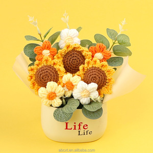 <span class=keywords><strong>ดอกไม้</strong></span>ถักโครเชต์<span class=keywords><strong>ทำ</strong></span>มือขายส่ง ต้นไม้ประดิษฐ์ ดอกทานตะวันโครเชต์แฮนด์เมด พร้อมกระถาง - Product Image 2