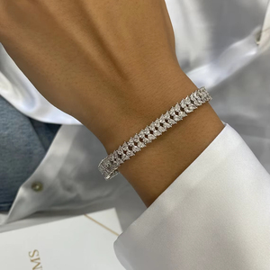 Bracelet en or massif 14 ct avec diamants cultivés en laboratoire certifiés IGI taille poire personnalisés bijoux de luxe tendance haut de gamme pour femmes - Product Image 1