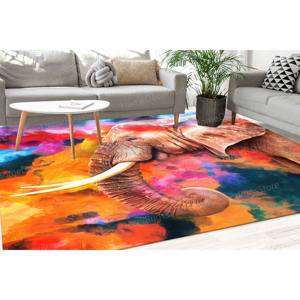 Tapis imprimé avec une peinture d'éléphant vibrante, lavable en machine, antidérapant, tapis doux non tissé - Product Image 4