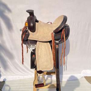 Ensemble de selle western en cuir haut de gamme avec motif Barrel Racing et arceau en bois |   Ensemble de fixation sans clou pour équipement d'équitation en acier inoxydable, façonné à la main - Product Image 1