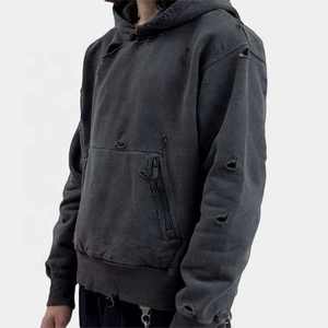 เสื้อฮู้ดดี้ผู้ชายไซส์ใหญ่ ผ้าฝ้ายออร์แกนิค 100% ทรงหลวม ไหล่ตก ล้างสีแบบแอซิดวอช สไตล์วินเทจ สำหรับฤดูหนาว  สั่งซื้อขั้นต่ำน้อย - Product Image 2