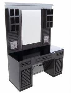 Estación de Espejo Ajustable Moderna para Barbería, Negra, Mueble de Salón de Belleza, Mueble Comercial para Barbería - Product Image 1