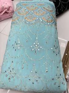 Wholesale Factory Price Embroidery Georgette Sequence <b>Fabric</b> for Bridal Dress From Indian Supplier at Export Price - Product Image 6