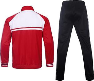 Ensemble de survêtements à capuche solides pour hommes, survêtement de sport à manches longues et fermeture éclair complète, tenues contrastées 2 pièces - Product Image 2