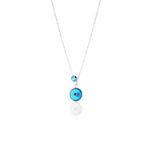 Collier Azuris Evil Eye en argent sterling 925 avec pierre d'agate bleue - Product Image 1