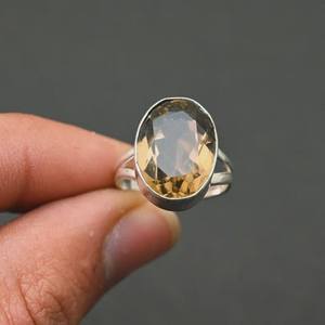 Smoky Quartz Ring Oval Brown Gemstone Sterling <b>Silver</b> Boho Jewelry Handmade Elegant Gift For Women - Product Image 6