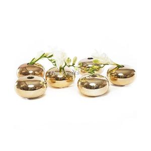 Ensemble de trois vases ronds en aluminium couleur or, vase à fleurs pour la décoration de mariage - Product Image 2