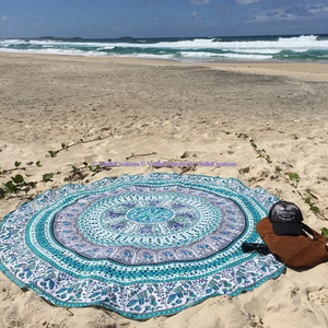 อินเดียผ้าฝ้ายรอบOmbre Mandala Tapestryแขวนผนังฮิปปี้โบฮีเมียนตกแต่งผนังบ้านตารางชายหาดผ้าห่มโยคะ - Product Image 4