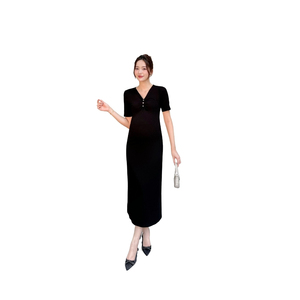 High Quality Anti-Shrink Maternity Summer V1208 Short Sleeve Sweat-Absorbent Soft Comfortable Fabric Knee-Length ODM Vietnam - Product Image 1