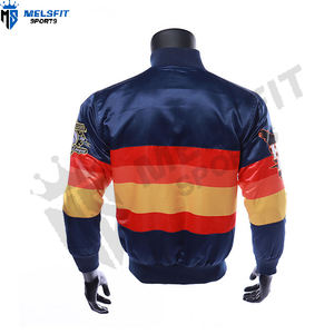 Veste universitaire en satin personnalisée pour homme, couleur personnalisée, col montant, logo frontal, respirante, coupe-vent, nom de l'équipe - Product Image 3