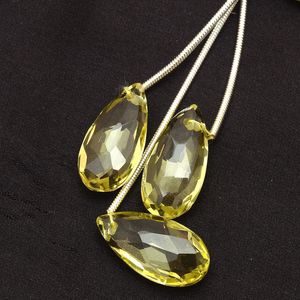 ลูกแพร์เลมอนควอทซ์ AAA 9X18มม. ลูกแพร์ briolette มะนาวลูกปัดควอตซ์ธรรมชาติสังเคราะห์สำหรับเครื่องประดับ - Product Image 4