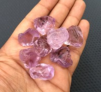 5 Pièces de Pierres Brutes d'Ametiste Rose Naturelle de Haute Qualité, 20-30 MM, Non Traitées, Taillées à la Main, Effet Optique Étoilé, pour Pendentif