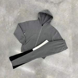 Hot Sale Zip Up Hoodie and Flare <b>Sweatpants</b> <b>Set</b> High Quality Cotton Fleece Flared Two Piece <b>Sets</b> For Men - Product Image 5