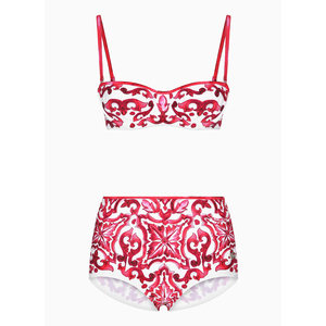 Ensemble de bikini imprimé noir pour femmes, col halter, bas de maillot à nouer sur les côtés, tissu extensible, maillot de bain 2 pièces - Product Image 4